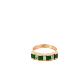 18k Yellow Gold .10ct G VS1  Round Diamond and Vintage Jade Ring
